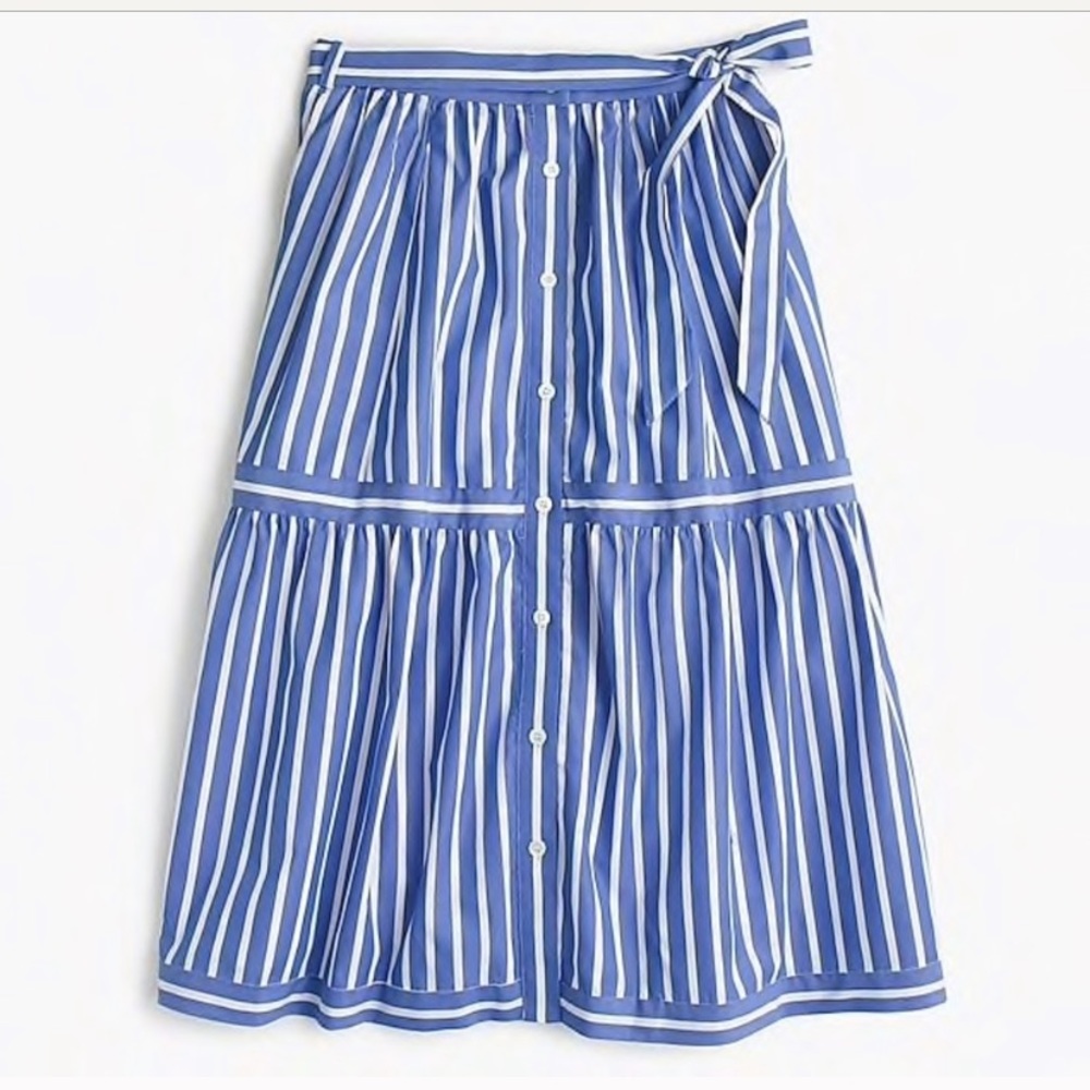 NWT J Crew button front striped cotton skirt